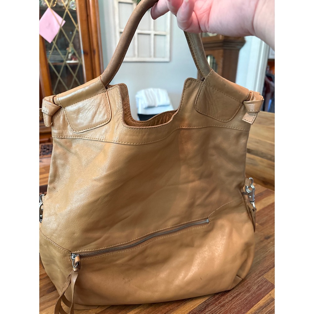 Foley Corinna Mid City Tote Bag Womens Tan Leather Convertible Crossbody Large